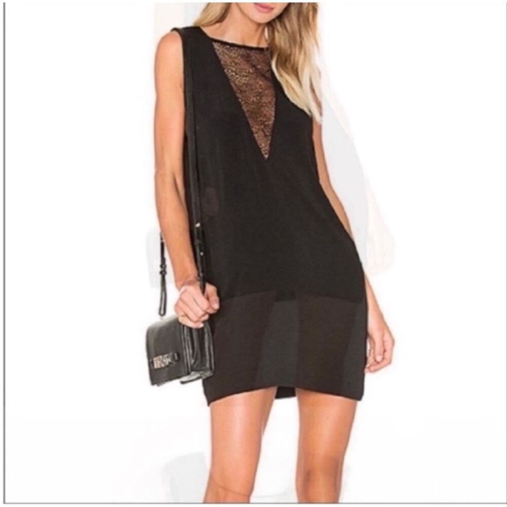 IRO is Maelie black lace inset dress shift size 36